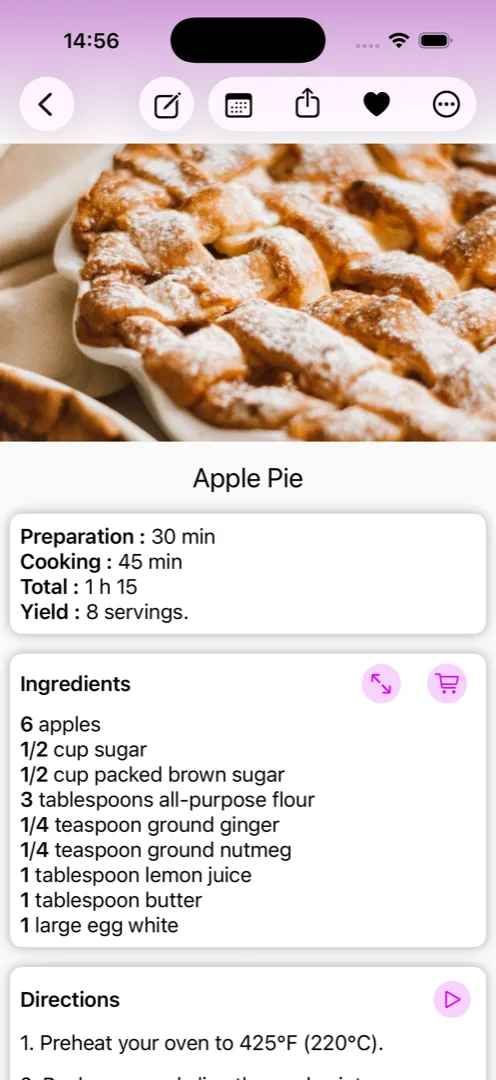 My Recipe Box recipe detail screen